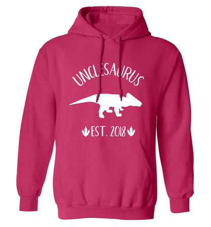 Personalised unclesaurus since (custom date) adults unisex pink hoodie 2XL