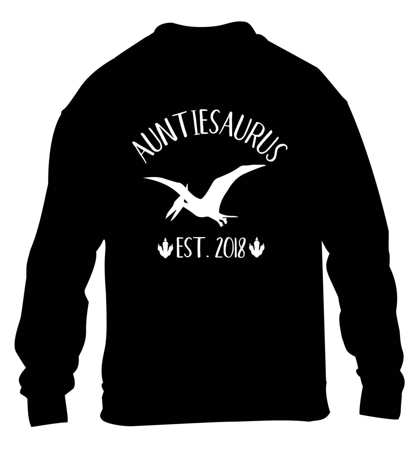 Personalised auntiesaurus since (custom date) children's black sweater 12-13 Years