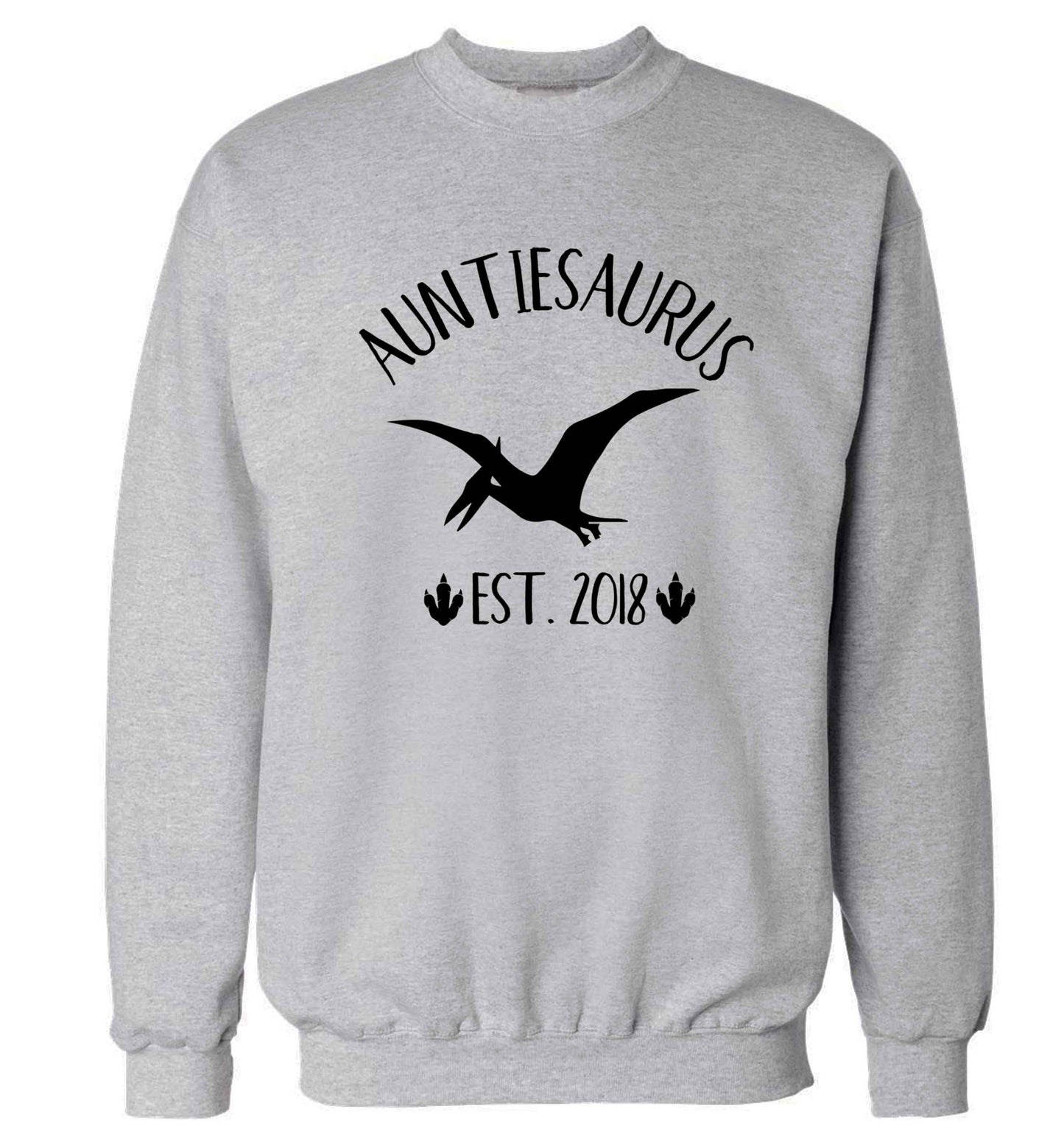 Personalised auntiesaurus since (custom date) Adult's unisex grey Sweater 2XL