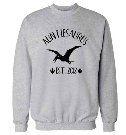Personalised auntiesaurus since (custom date) Adult's unisex grey Sweater 2XL
