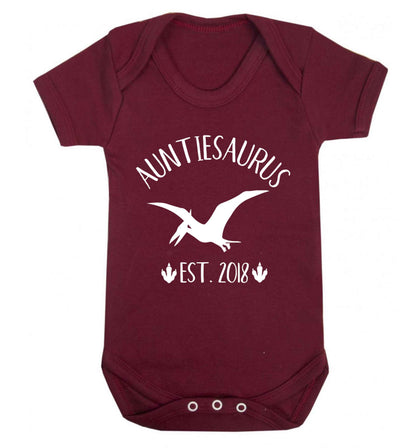Personalised auntiesaurus since (custom date) Baby Vest maroon 18-24 months
