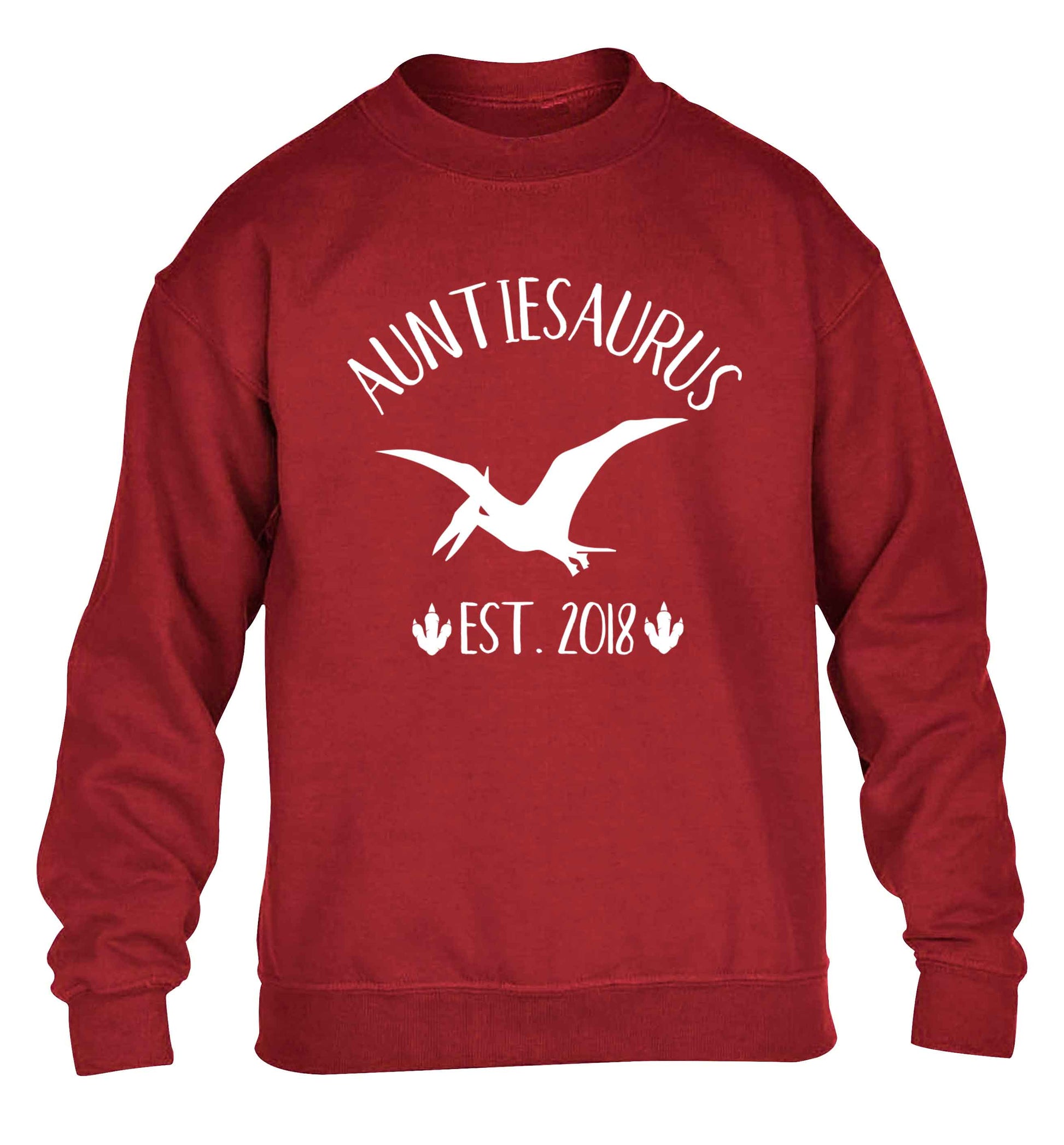Personalised auntiesaurus since (custom date) children's grey sweater 12-13 Years