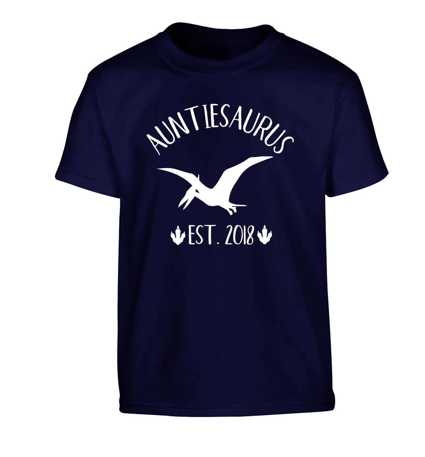Personalised auntiesaurus since (custom date) Children's navy Tshirt 12-13 Years