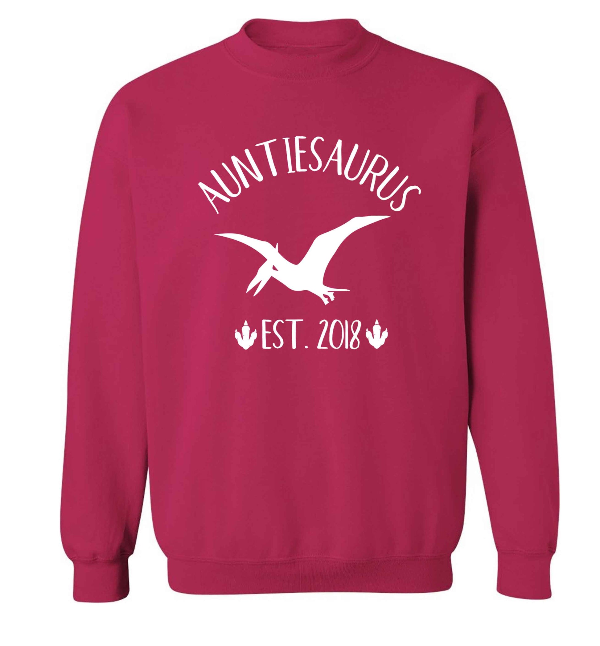 Personalised auntiesaurus since (custom date) Adult's unisex pink Sweater 2XL