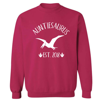 Personalised auntiesaurus since (custom date) Adult's unisex pink Sweater 2XL