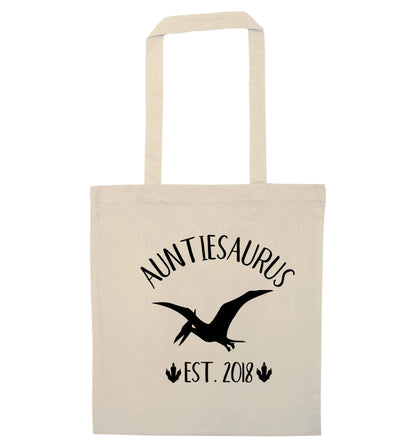 Personalised auntiesaurus since (custom date) natural tote bag