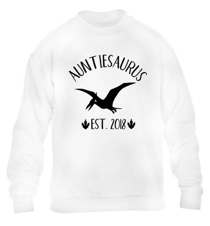 Personalised auntiesaurus since (custom date) children's white sweater 12-13 Years