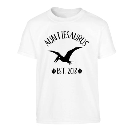 Personalised auntiesaurus since (custom date) Children's white Tshirt 12-13 Years