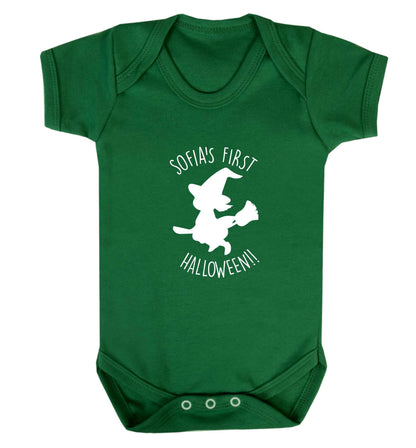 Personalised first halloween - Witch baby vest green 18-24 months