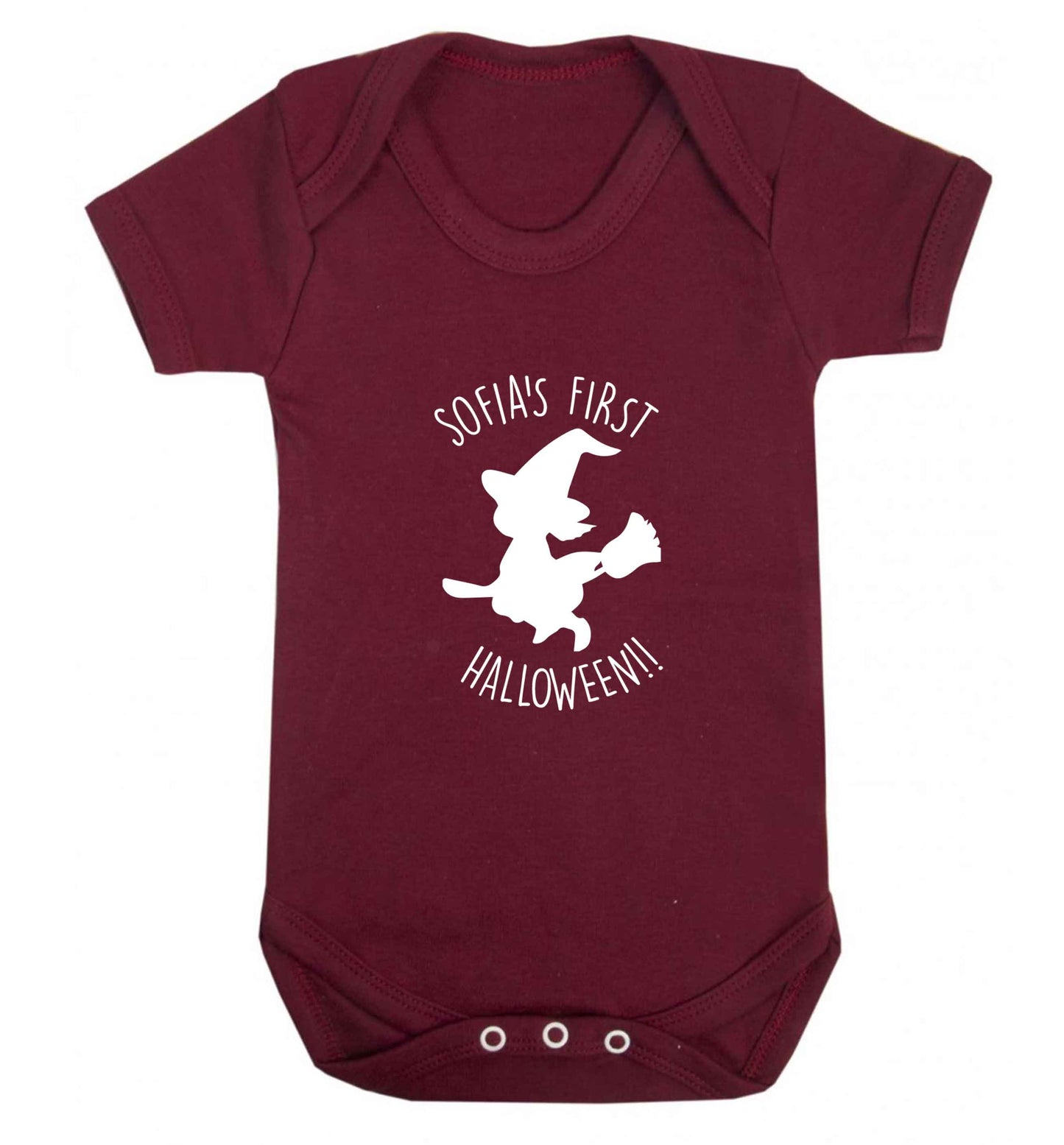 Personalised first halloween - Witch baby vest maroon 18-24 months