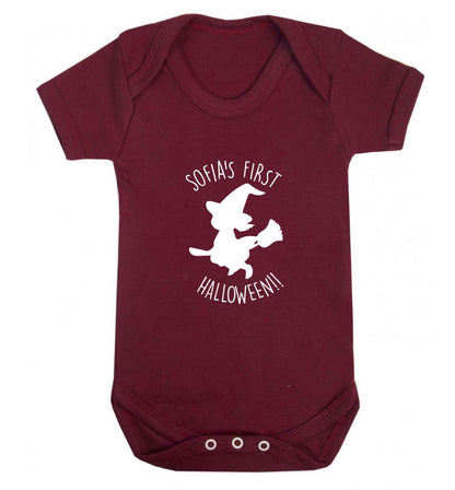 Personalised first halloween - Witch baby vest maroon 18-24 months