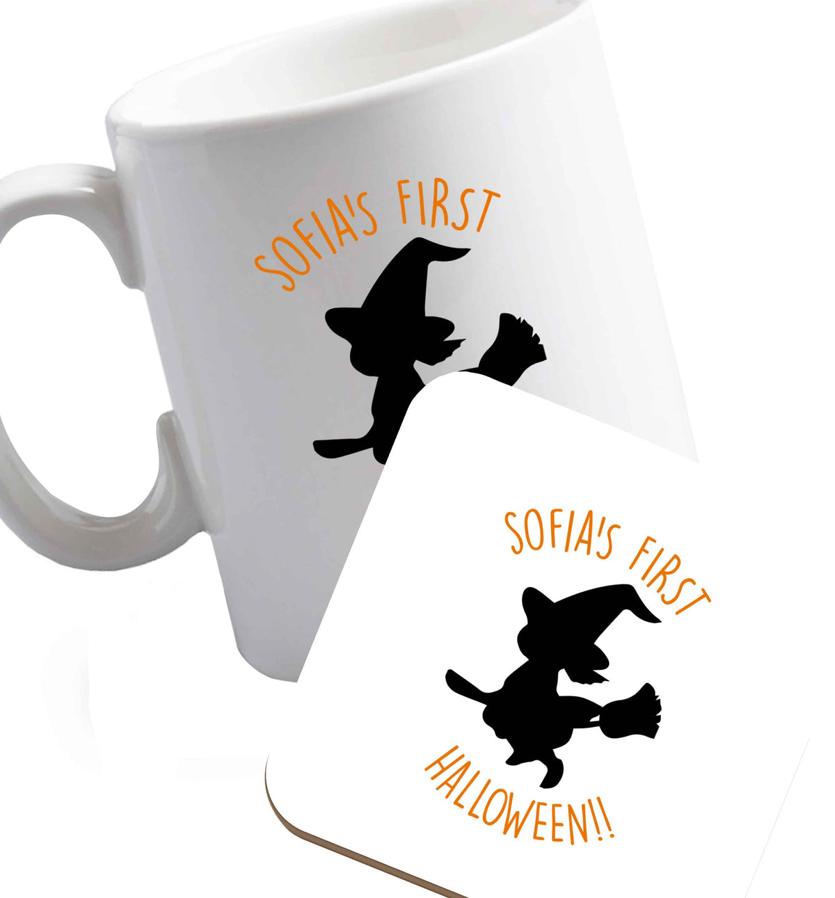 10 oz Favourite Type Pan Pancake ceramic mug and coaster set right handed