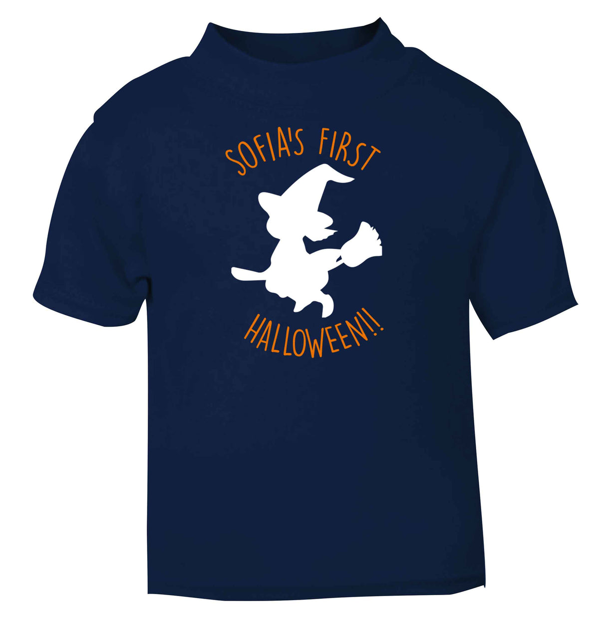 Personalised first halloween - Witch navy baby toddler Tshirt 2 Years