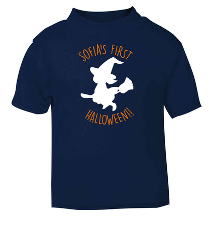 Personalised first halloween - Witch navy baby toddler Tshirt 2 Years