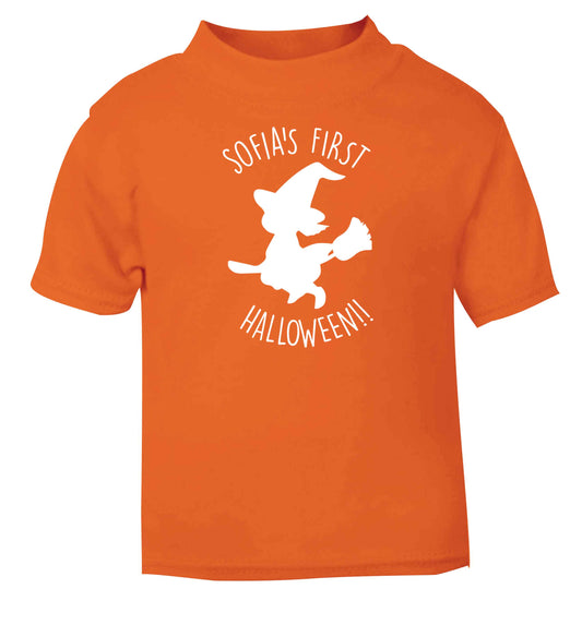 Personalised first halloween - Witch orange baby toddler Tshirt 2 Years
