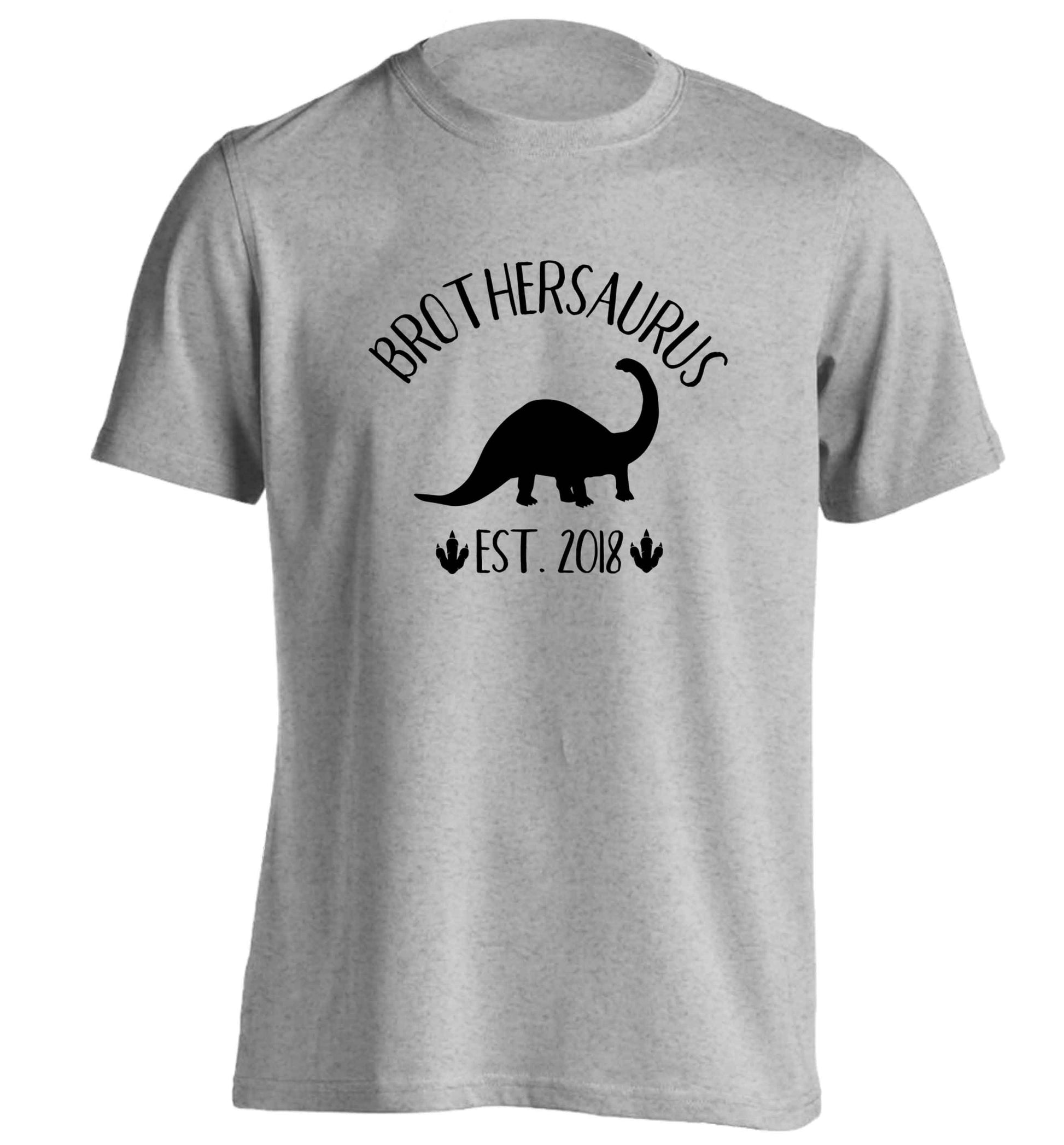 Personalised brothersaurus since (custom date) adults unisex grey Tshirt 2XL