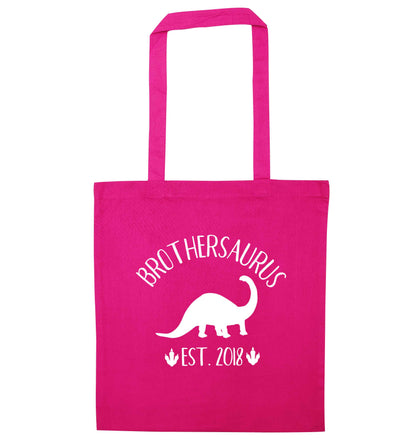 Personalised brothersaurus since (custom date) pink tote bag