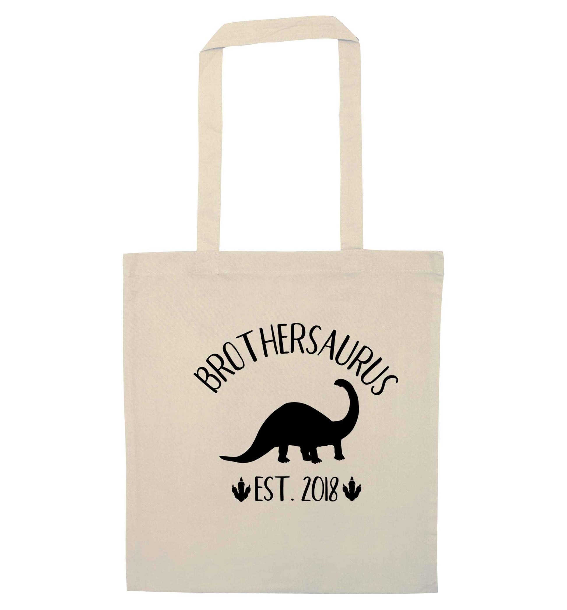 Personalised brothersaurus since (custom date) natural tote bag