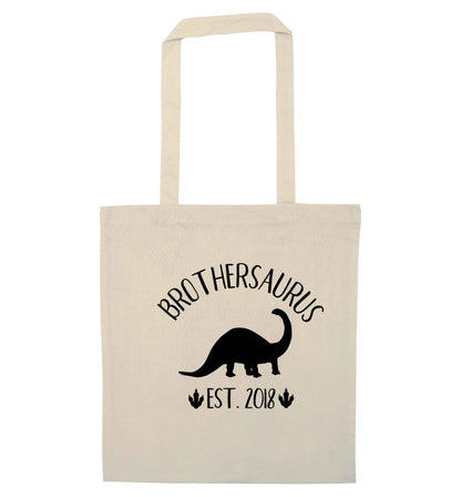 Personalised brothersaurus since (custom date) natural tote bag
