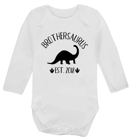 Personalised brothersaurus since (custom date) Baby Vest long sleeved white 6-12 months