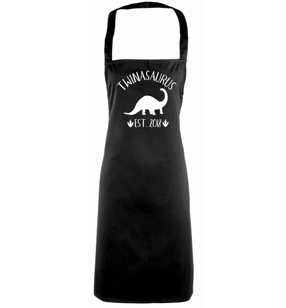 Personalised twinasaurus since (custom date) black apron
