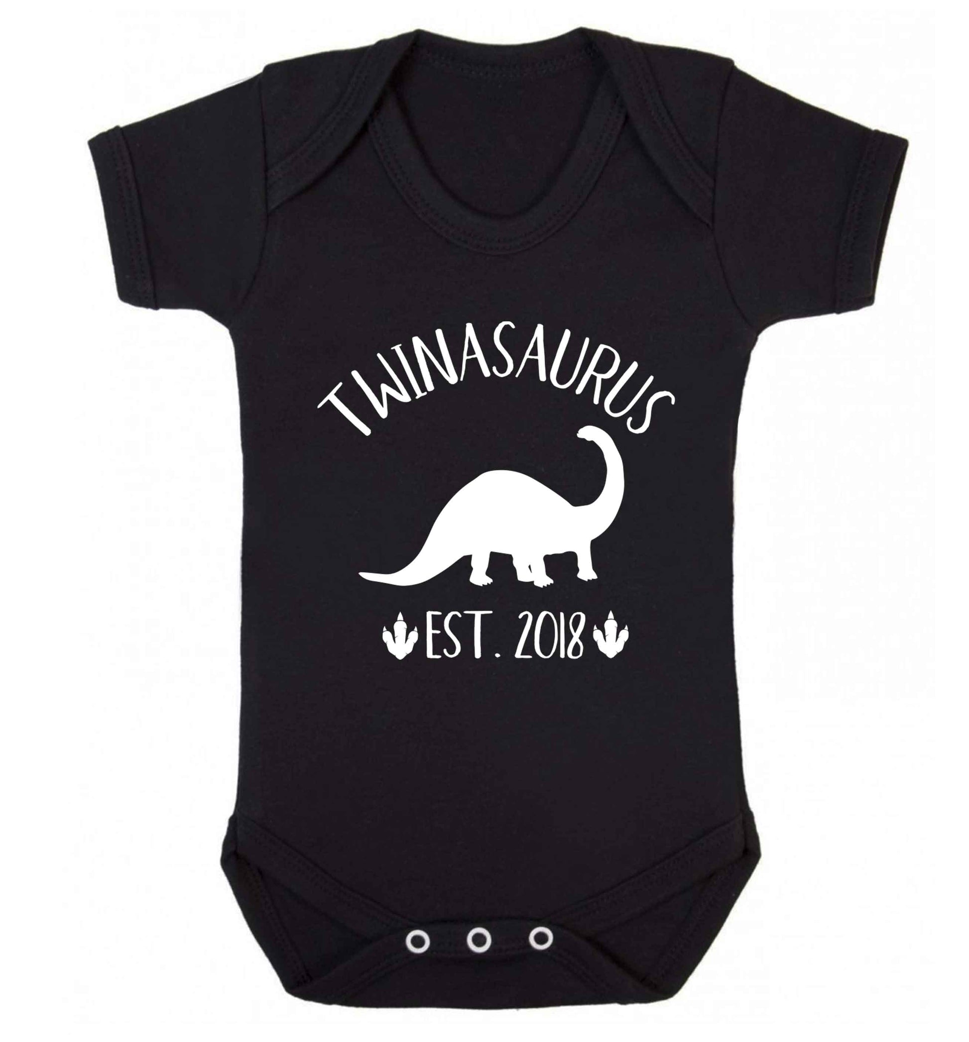 Personalised twinasaurus since (custom date) Baby Vest black 18-24 months