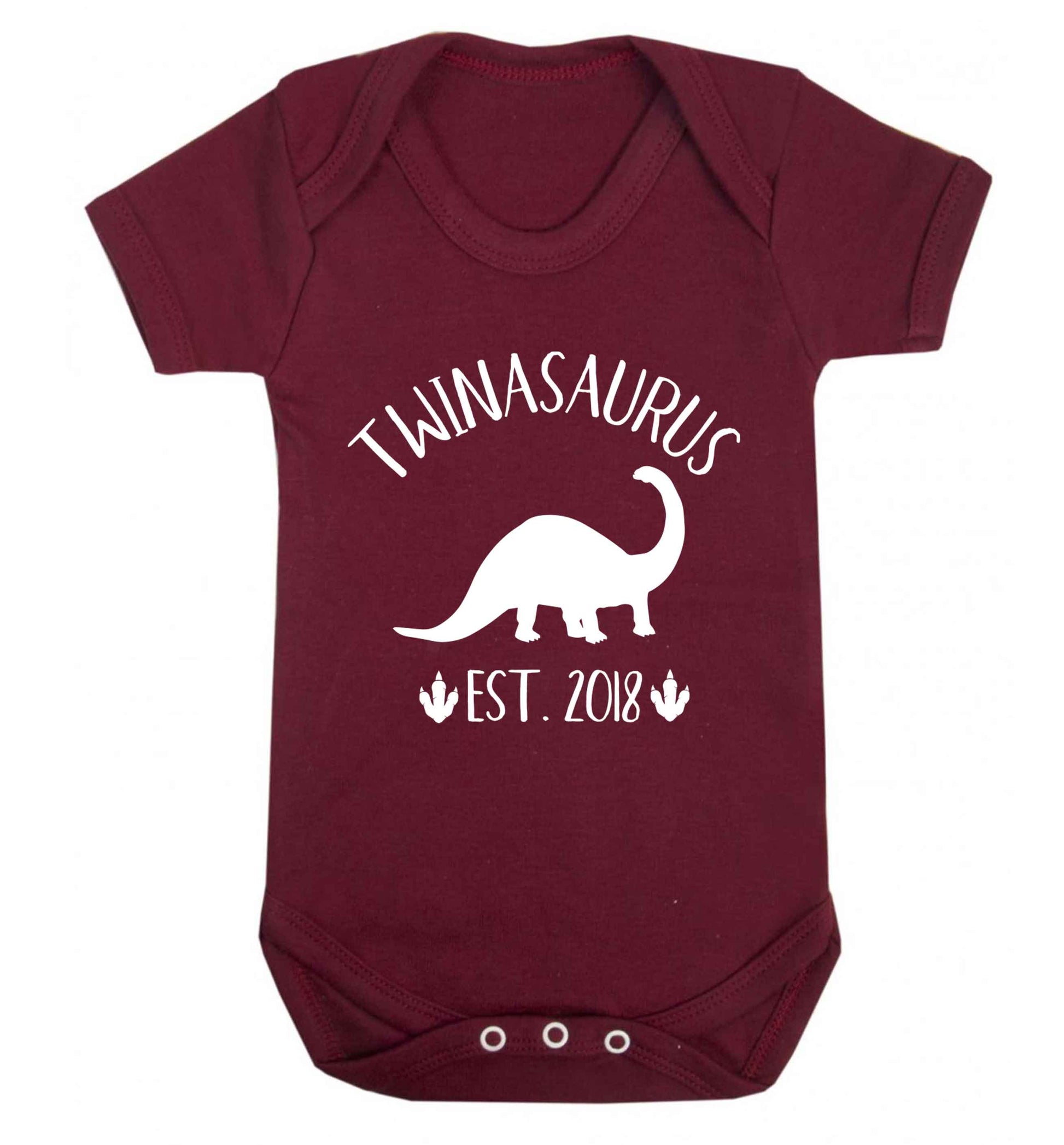Personalised twinasaurus since (custom date) Baby Vest maroon 18-24 months