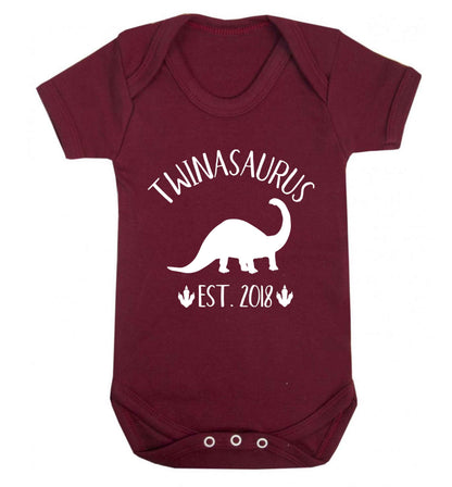 Personalised twinasaurus since (custom date) Baby Vest maroon 18-24 months