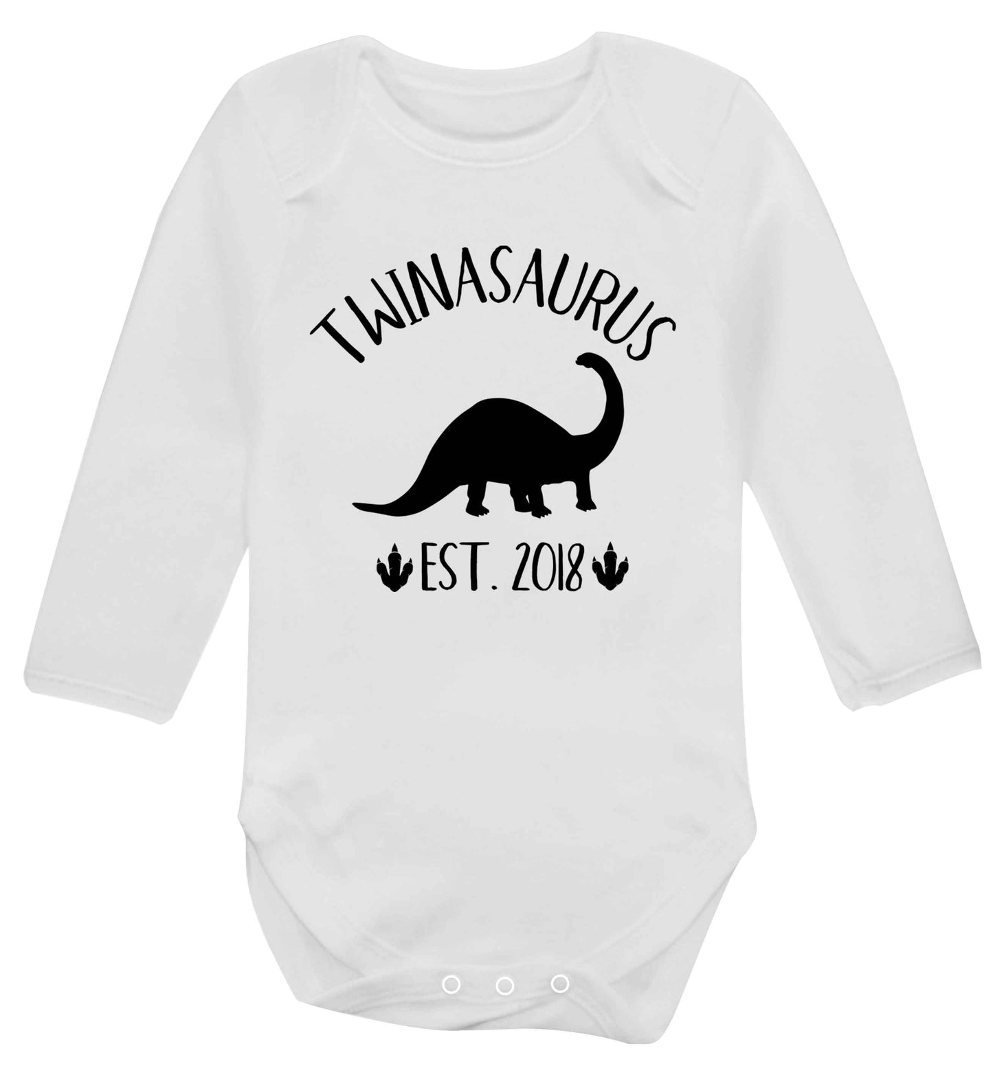 Personalised twinasaurus since (custom date) Baby Vest long sleeved white 6-12 months