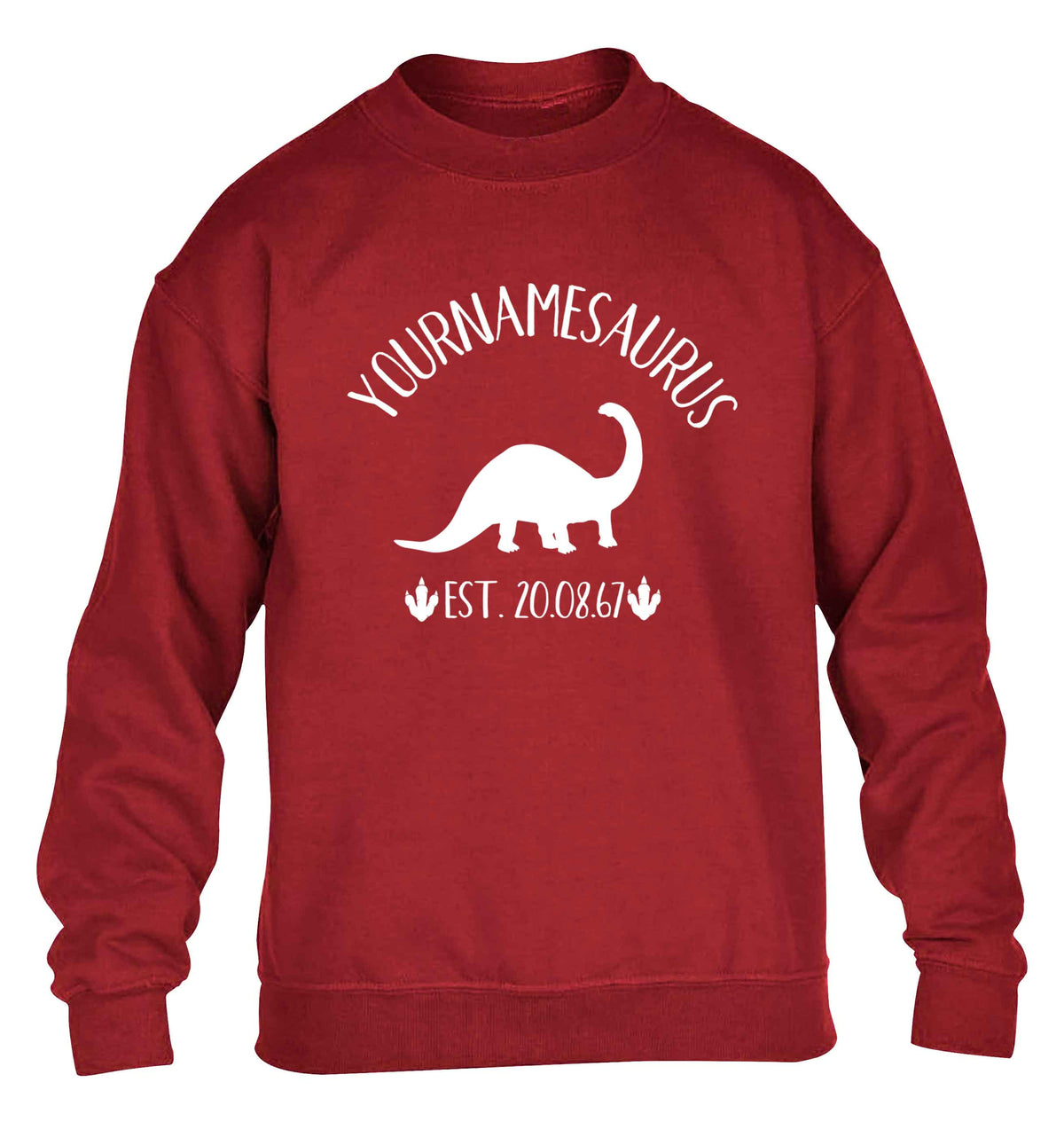 Personalised (your name) dinosaur birthday children's grey sweater 12-13 Years