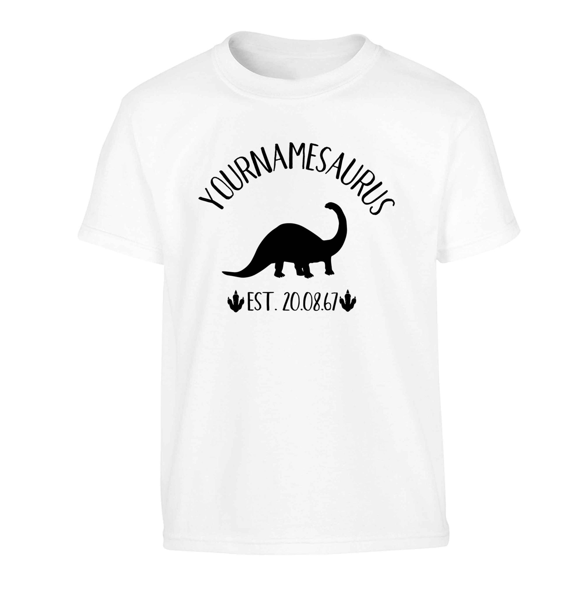 Personalised (your name) dinosaur birthday Children's white Tshirt 12-13 Years
