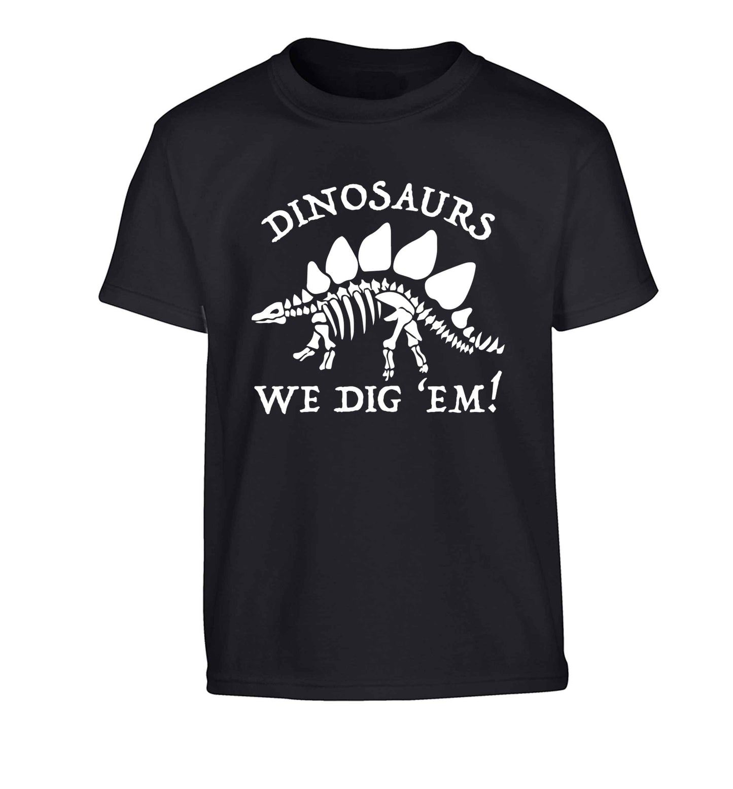 Dinosaurs we dig 'em! Children's black Tshirt 12-13 Years