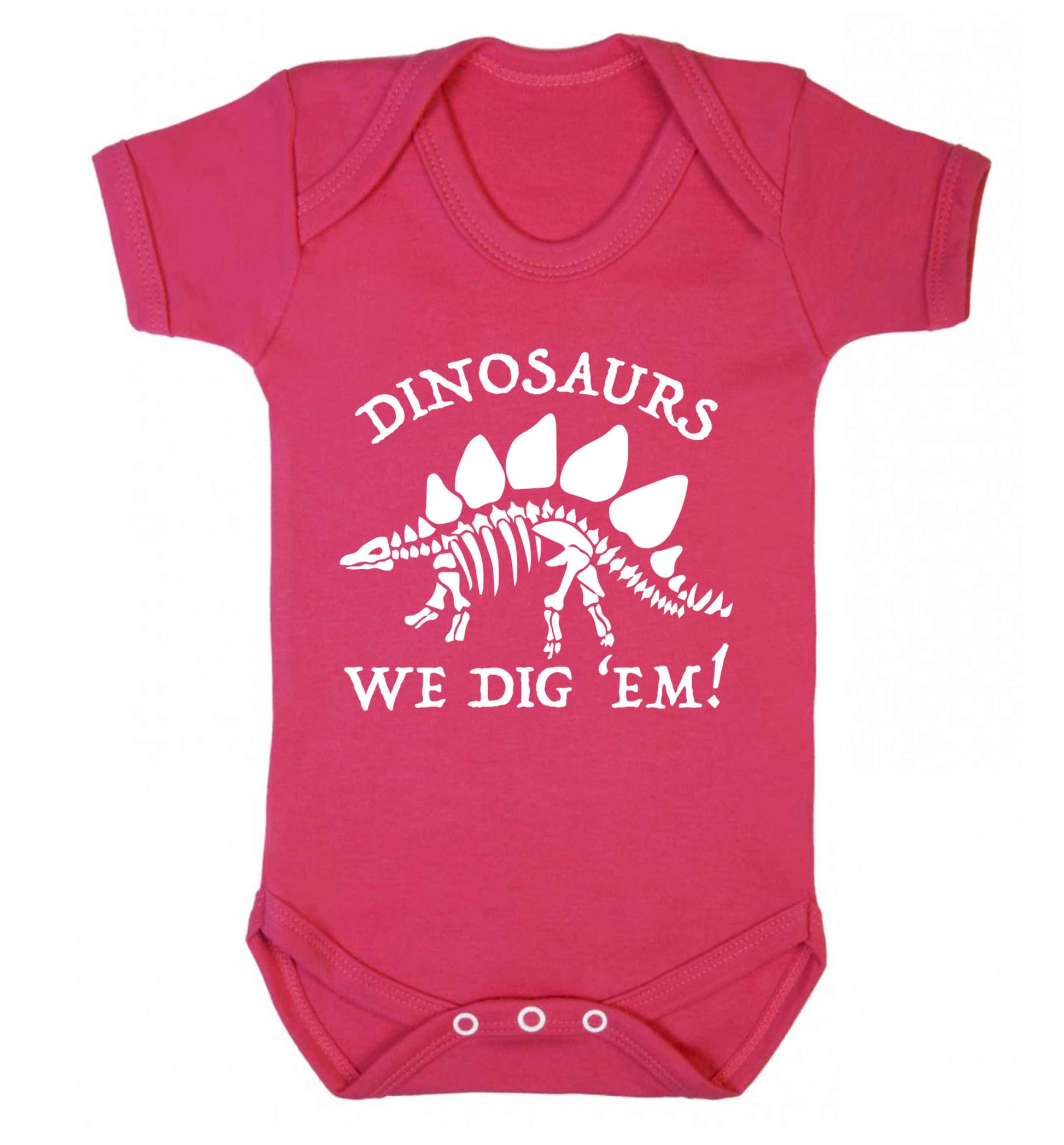 Dinosaurs we dig 'em! Baby Vest dark pink 18-24 months