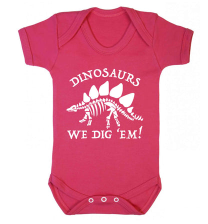 Dinosaurs we dig 'em! Baby Vest dark pink 18-24 months