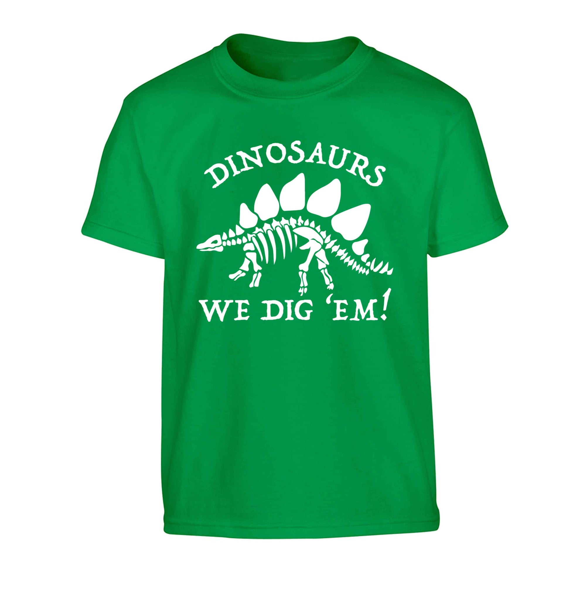 Dinosaurs we dig 'em! Children's green Tshirt 12-13 Years