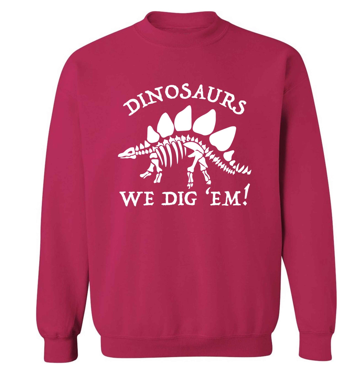 Dinosaurs we dig 'em! Adult's unisex pink Sweater 2XL