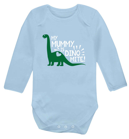 My mummy is dinomite baby vest long sleeved pale blue 6-12 months