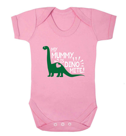 My mummy is dinomite baby vest pale pink 18-24 months
