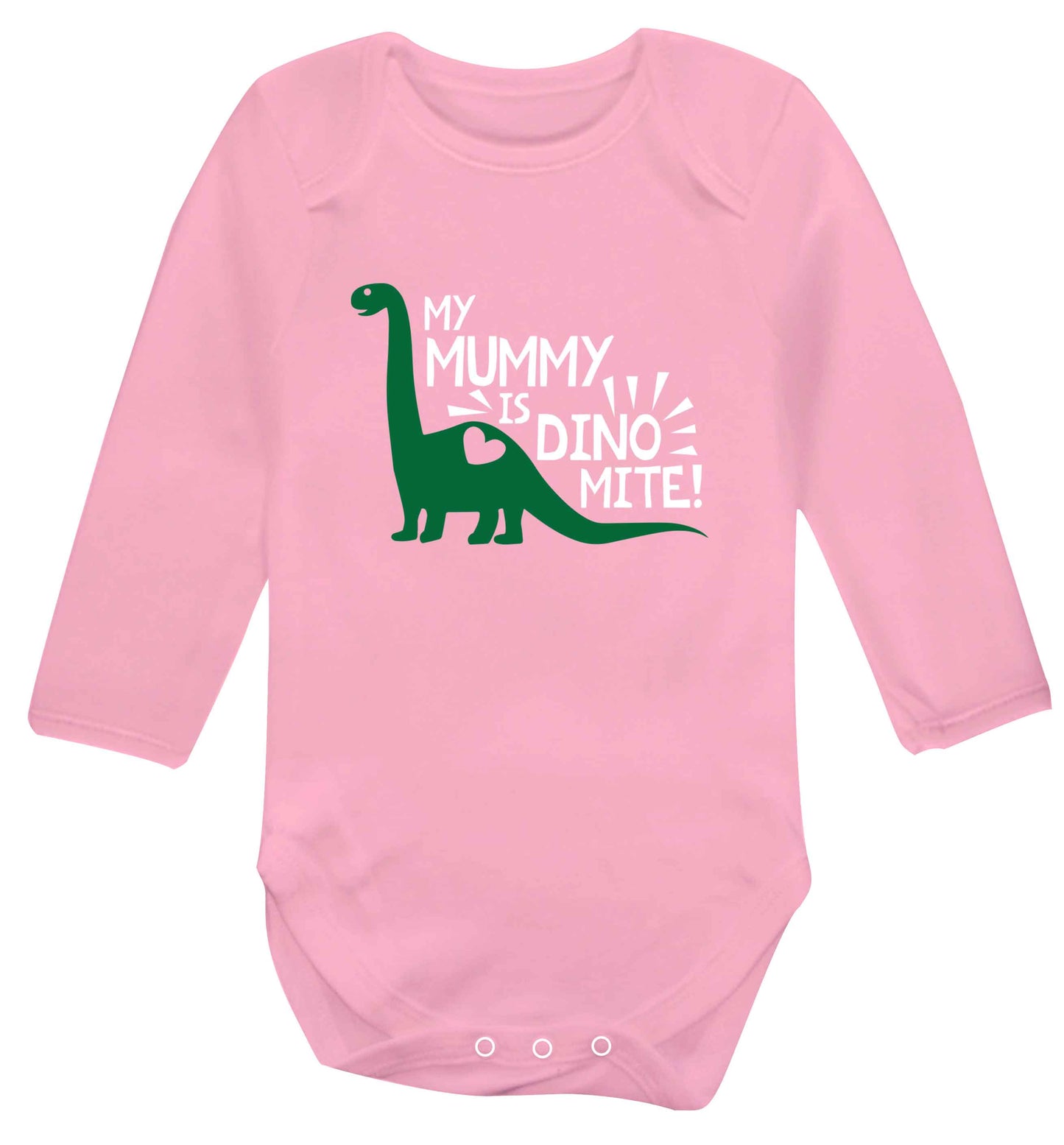 My mummy is dinomite baby vest long sleeved pale pink 6-12 months
