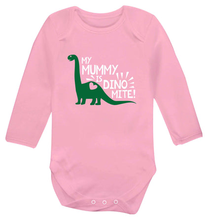 My mummy is dinomite baby vest long sleeved pale pink 6-12 months