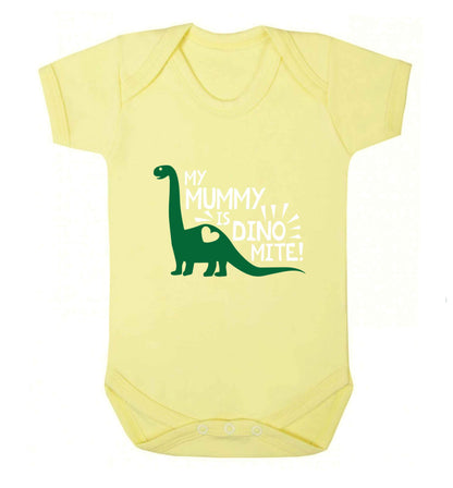 My mummy is dinomite baby vest pale yellow 18-24 months
