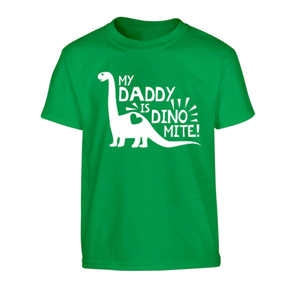 My daddy is dinomite! Children's green Tshirt 12-13 Years