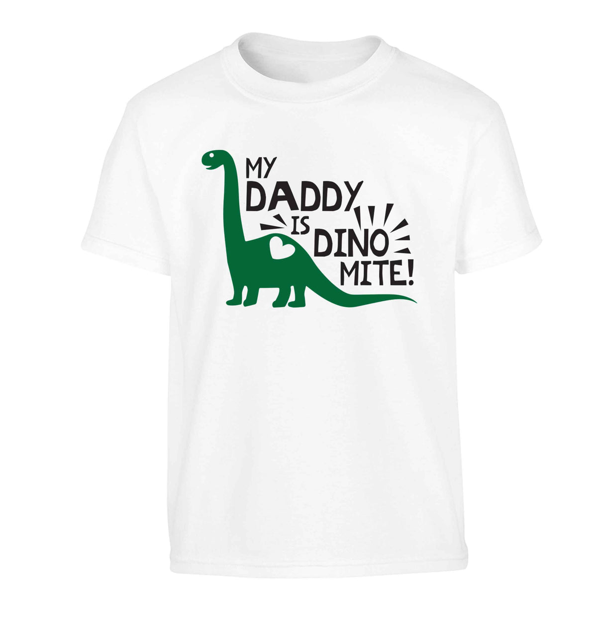My daddy is dinomite! Children's white Tshirt 12-13 Years
