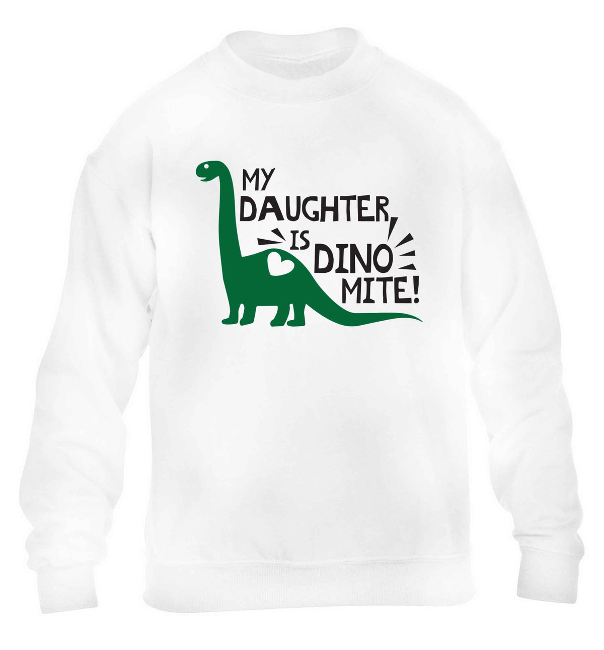 My daughter is dinomite! children's white sweater 12-13 Years