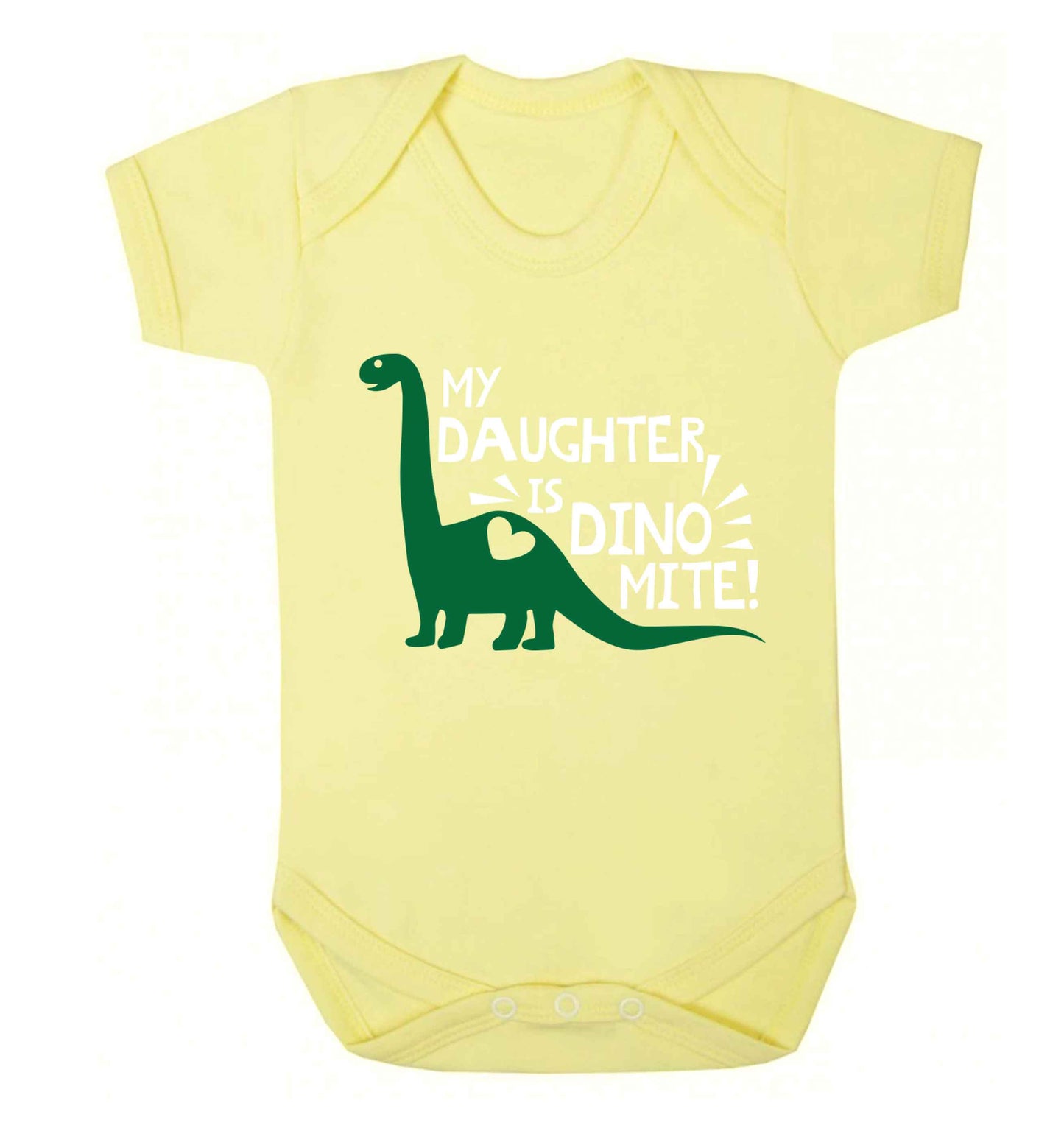 My daughter is dinomite! Baby Vest pale yellow 18-24 months