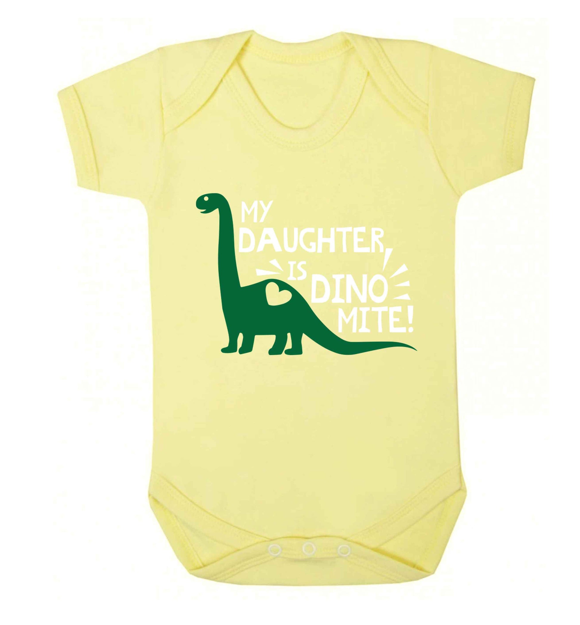 My daughter is dinomite! Baby Vest pale yellow 18-24 months