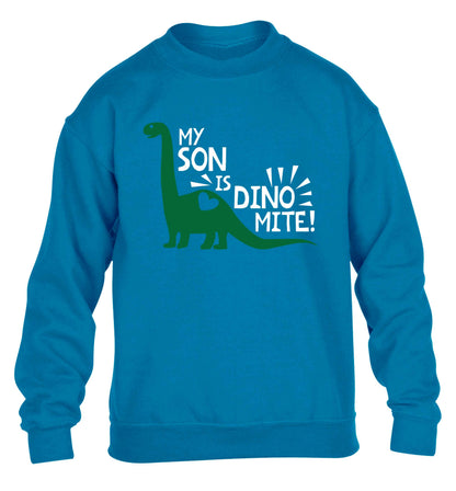My son is dinomite! children's blue sweater 12-13 Years