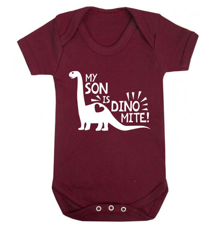My son is dinomite! Baby Vest maroon 18-24 months
