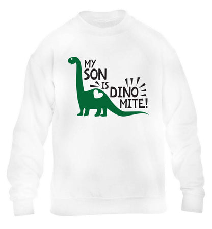My son is dinomite! children's white sweater 12-13 Years