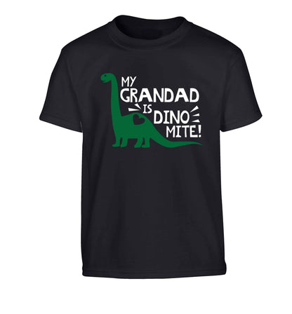 My grandad is dinomite! Children's black Tshirt 12-13 Years